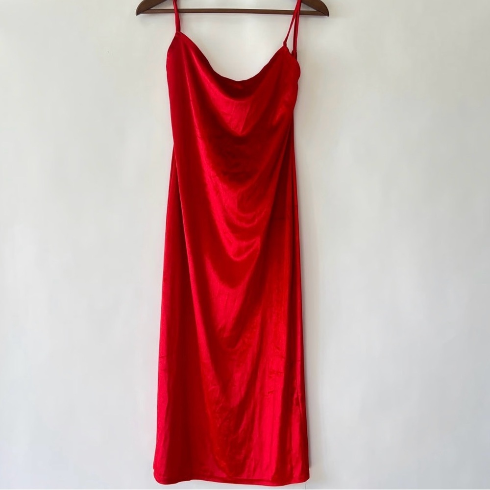 NWT Reformation Merel Velvet Dress in Red Size Large